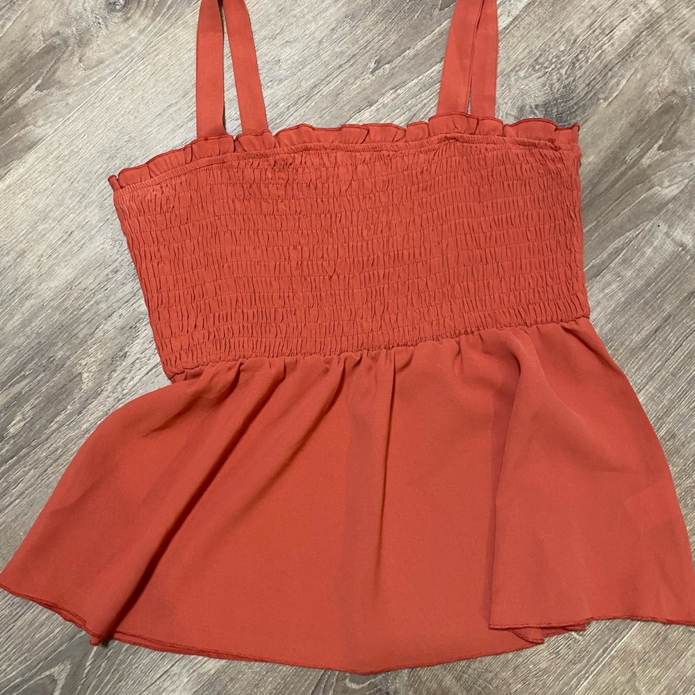 Women’s Coral Smocked Peplum Tank Top